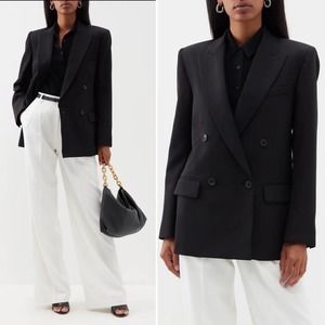 NWT Nili Lotan Double-Breasted Pimpton Blazer Black